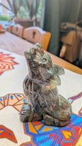 Wolf carving van Afrikaanse bloedsteen van 328 gram en 10,5 cm - Edeltwist
