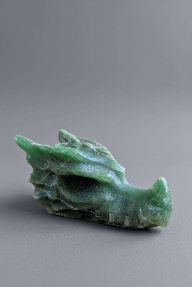 179. Handgeslepen Drakenkop van Groene Aventurijn – Geluk & Groei (215g)