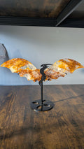 Grote golden healer fire quartz draak op standaard met intense gouden gloed van 33 cm breed
