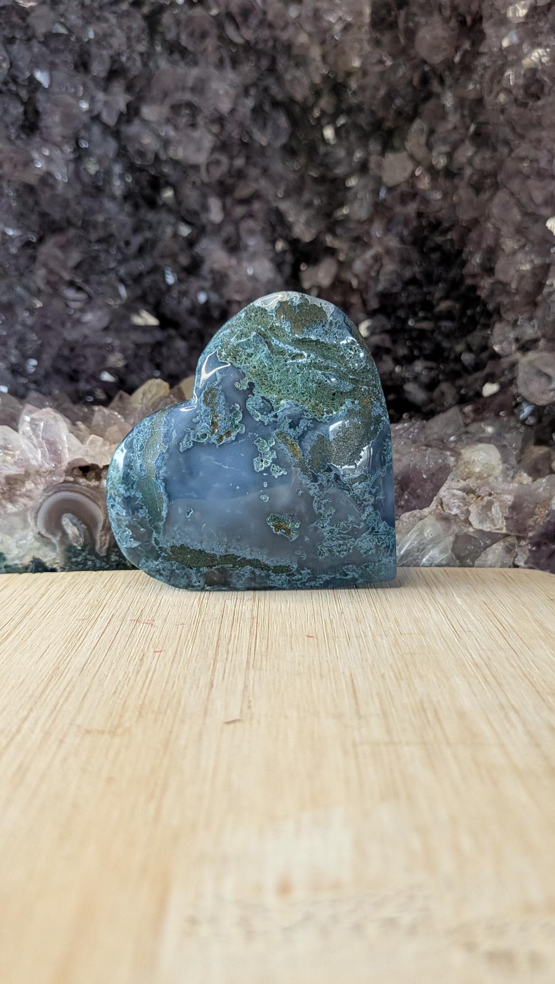 Mosagaat hart met natuurlijke mosachtige insluitingen - Edeltwist collectie