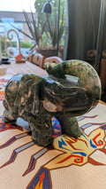 Grote zware olifant carving van mosagaat van 2097 gram en 22 cm - Edeltwist