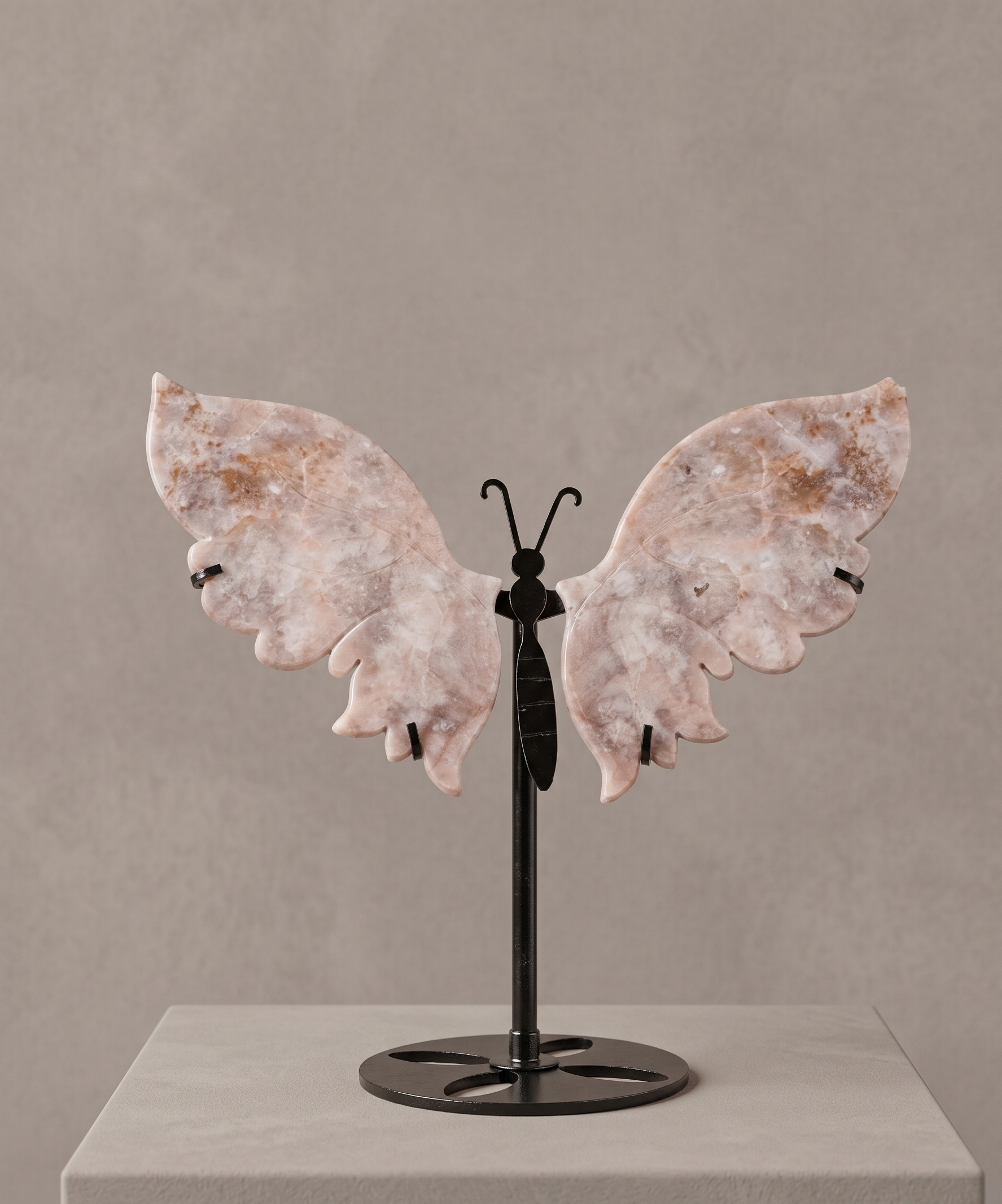 37. Roze Amethist Vleugels op Standaard - "Butterfly Wings" - 23 cm