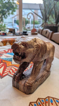 Grote zware tijger carving van versteend hout van 1702 gram en 20 cm - Edeltwist