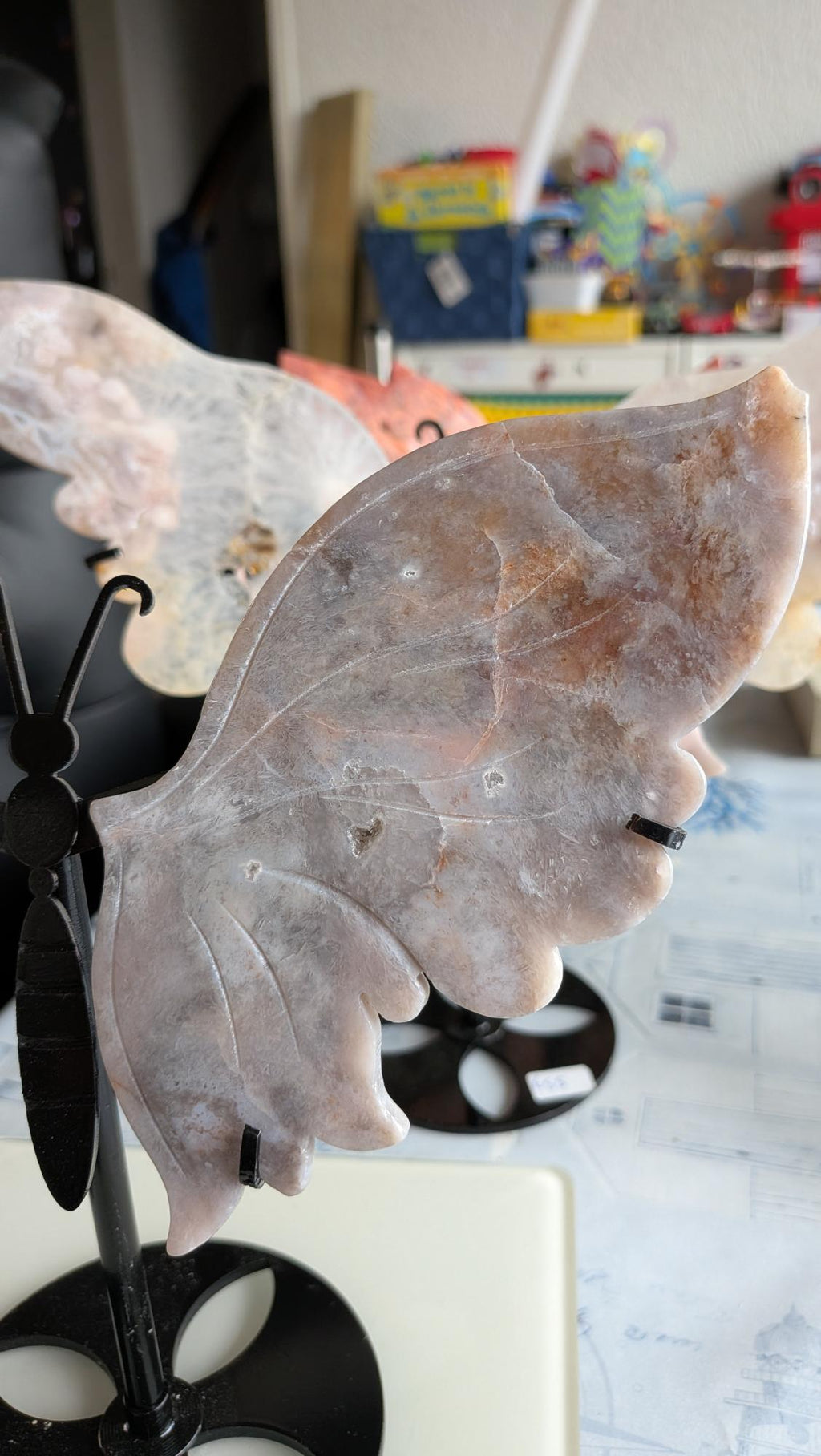 37. Roze Amethist Vleugels op Standaard - "Butterfly Wings" - 23 cm