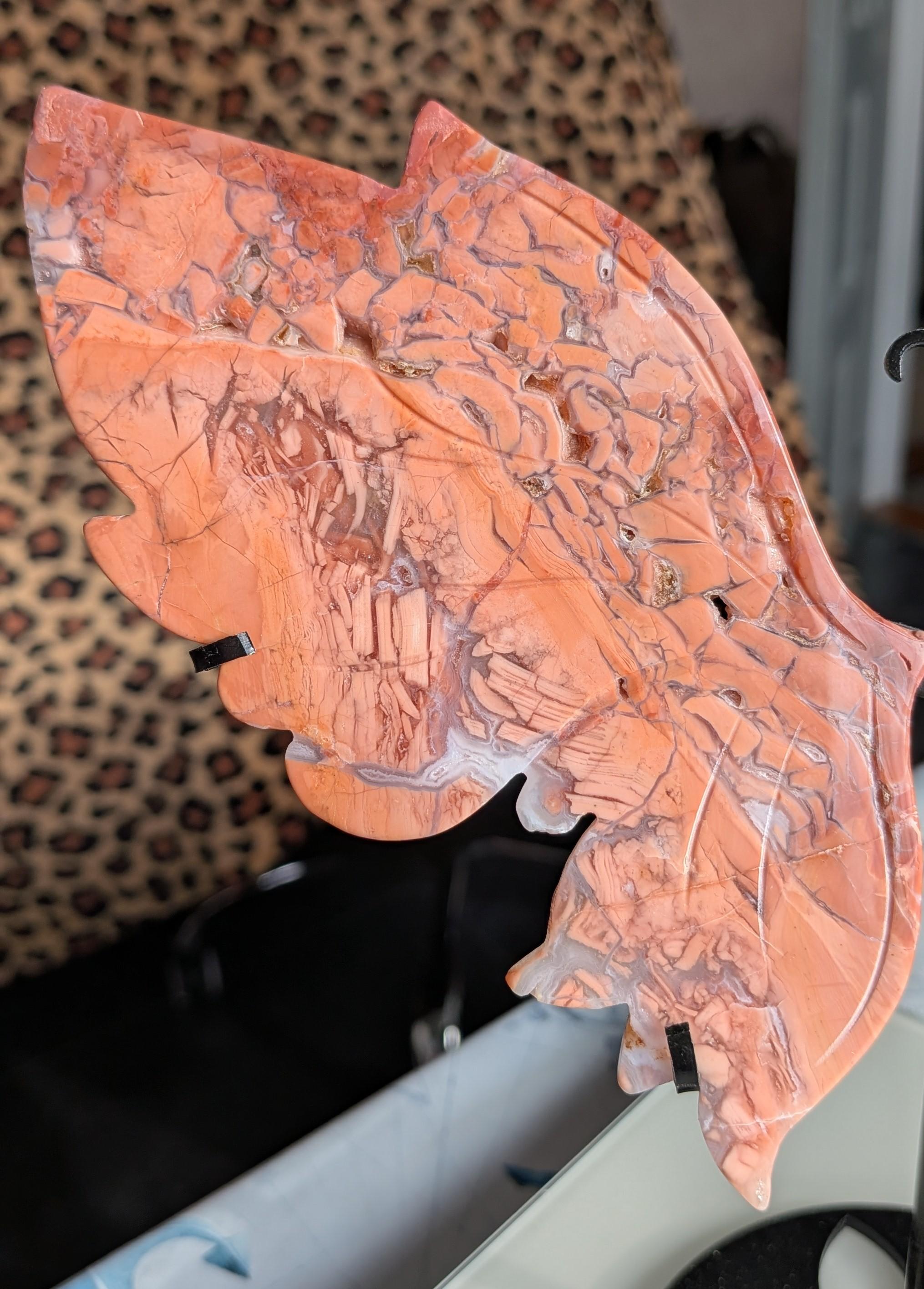 40. Candy Agaat Vlinder op Standaard - Kleurrijk & Energiek - 22 cm - 494g