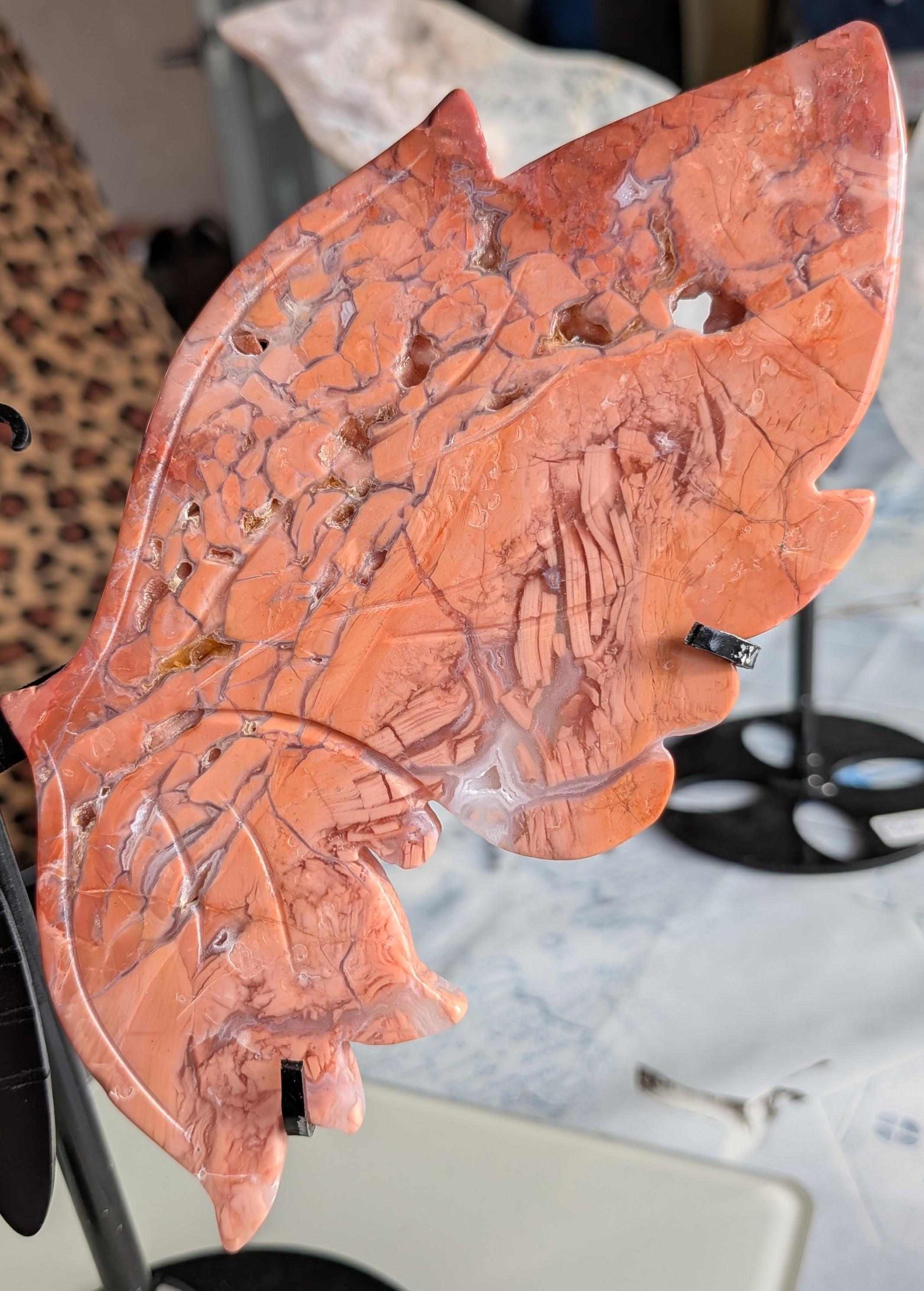 40. Candy Agaat Vlinder op Standaard - Kleurrijk & Energiek - 22 cm - 494g