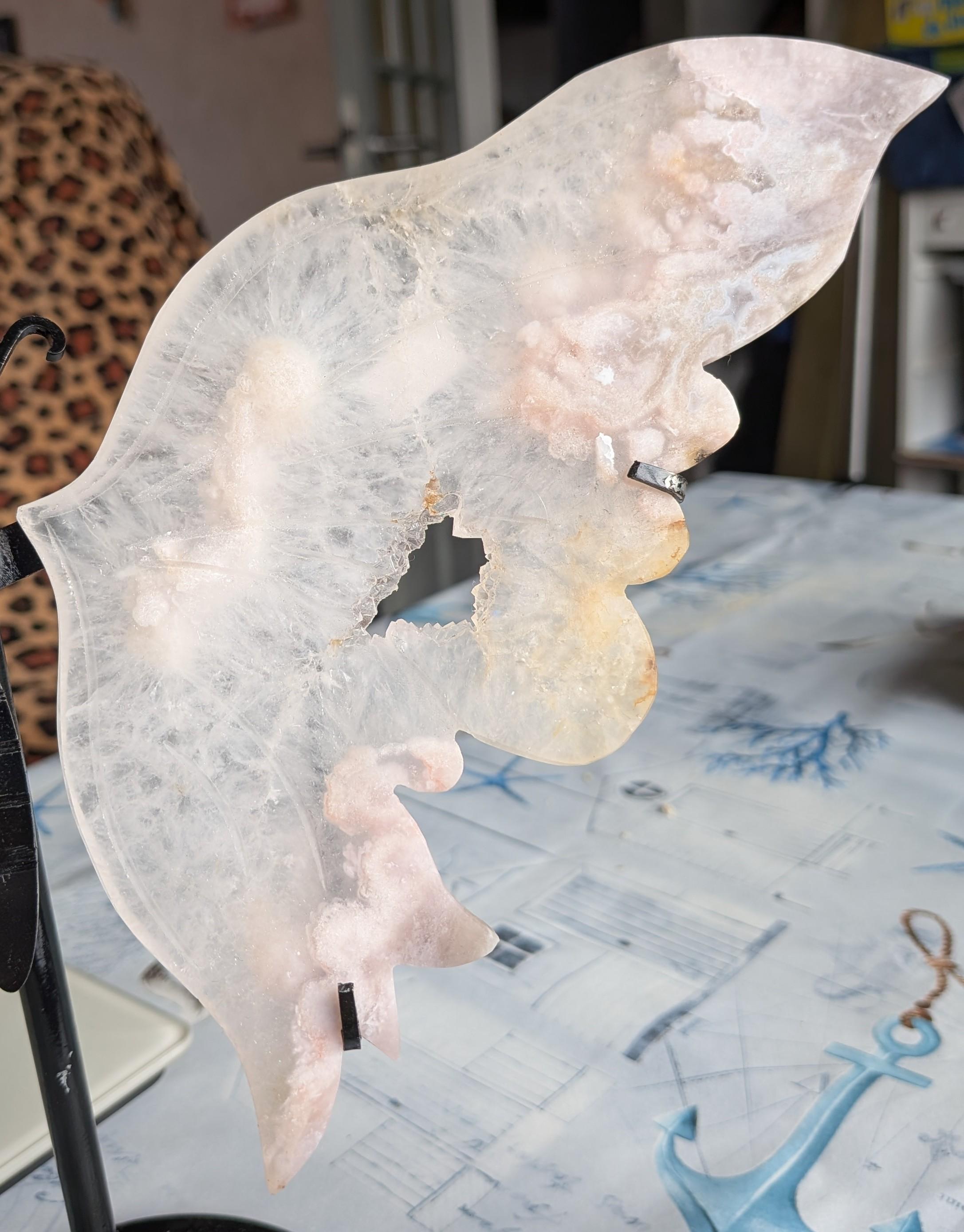 41. Roze Amethist Vlinder XL op Standaard - 30,5 cm - 652g