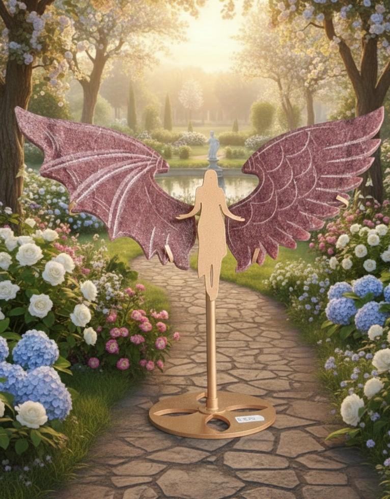 39. Rhodoniet Engel in Tweestrijd - Unieke Vleugels - 25 cm - 597g